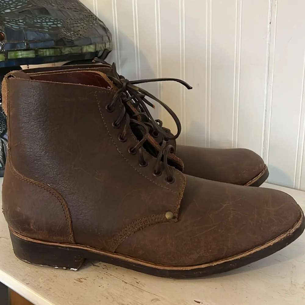 RARE Handmade Hobnail climbing or work boots size 14 brown leather